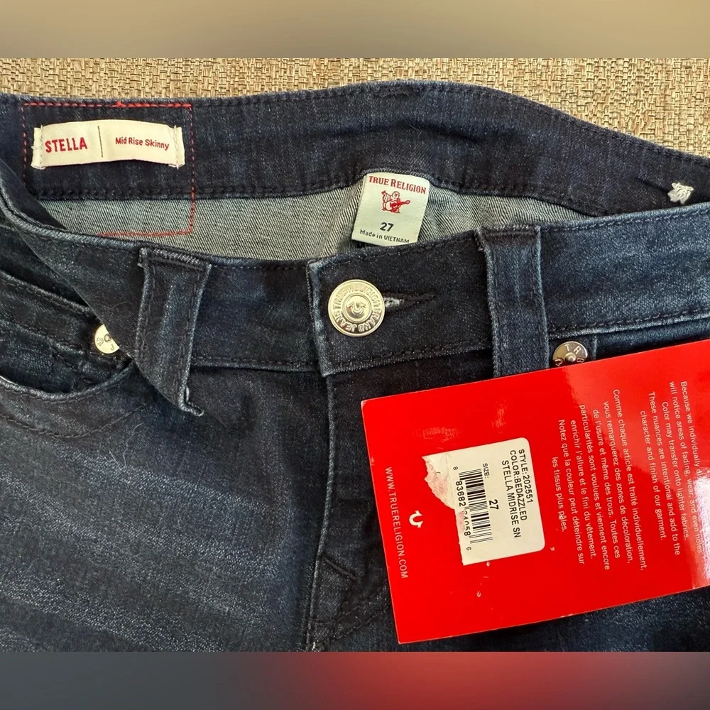 NWT True Religion Women's Stella Skinny Fit Stretch Jeans in Bedazzled